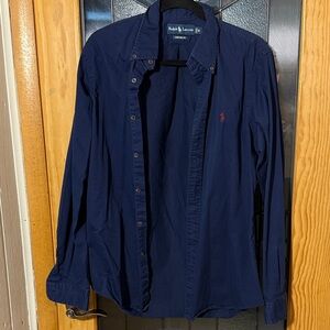Ralph Lauren Navy Blue Casual Button Down Shirt